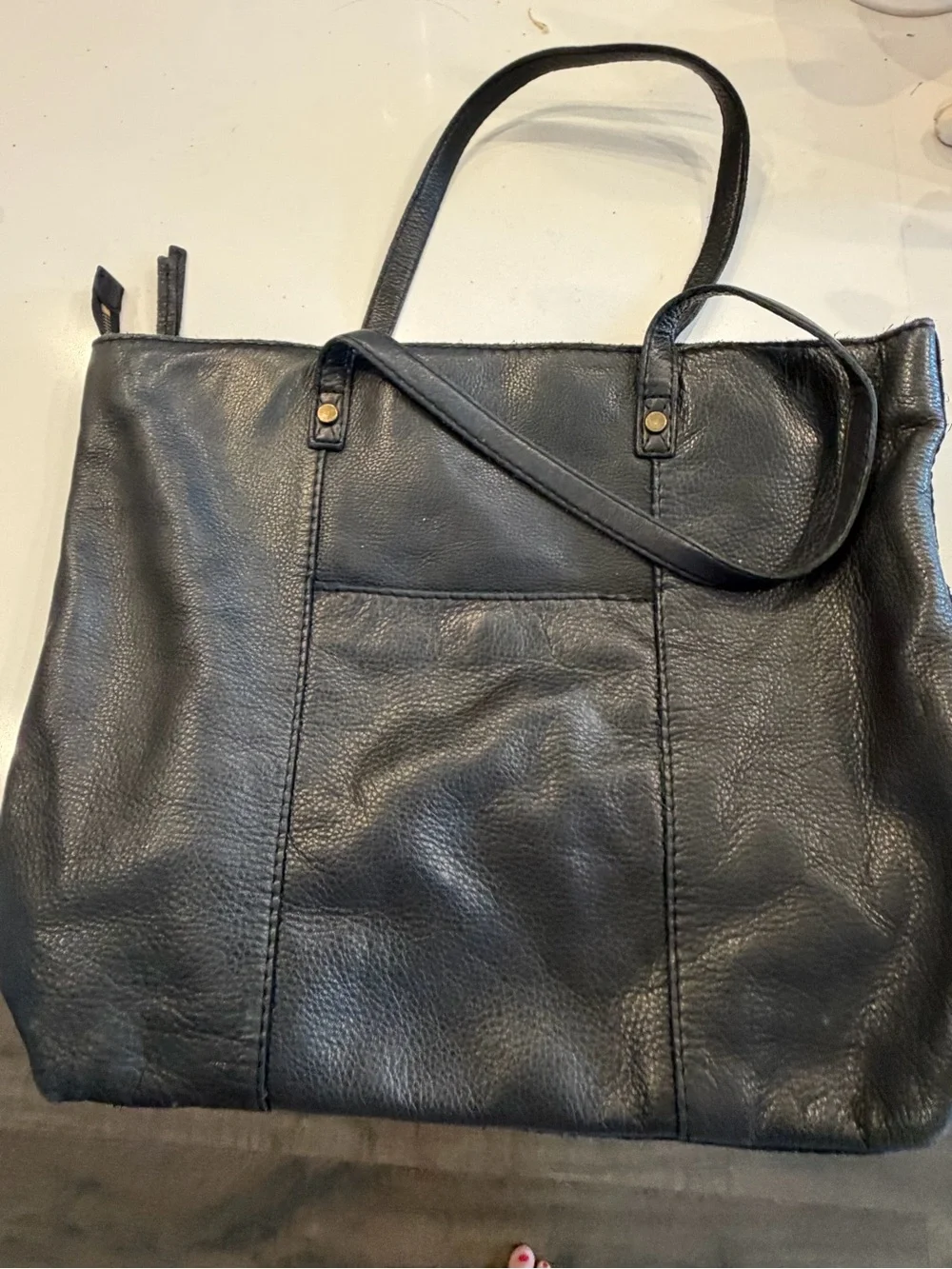 Black Leather Tote Bag